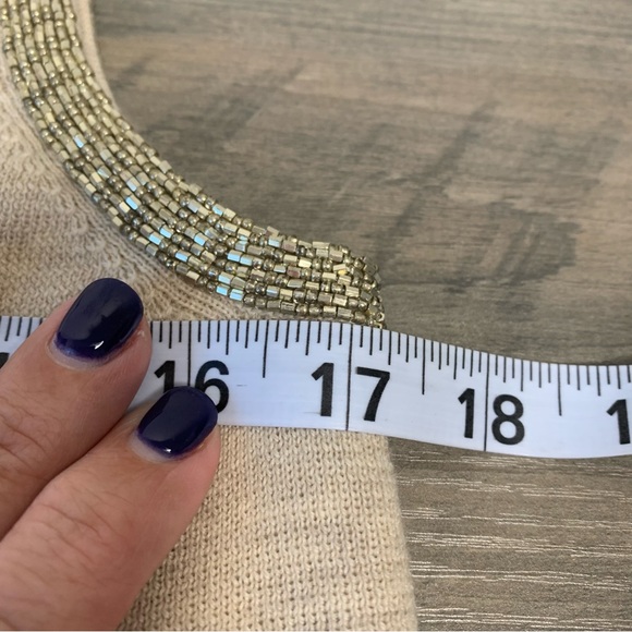 Dana Buchman gold sleeveless layering sweater with gold beads 100% merino wool - Picture 3 of 11